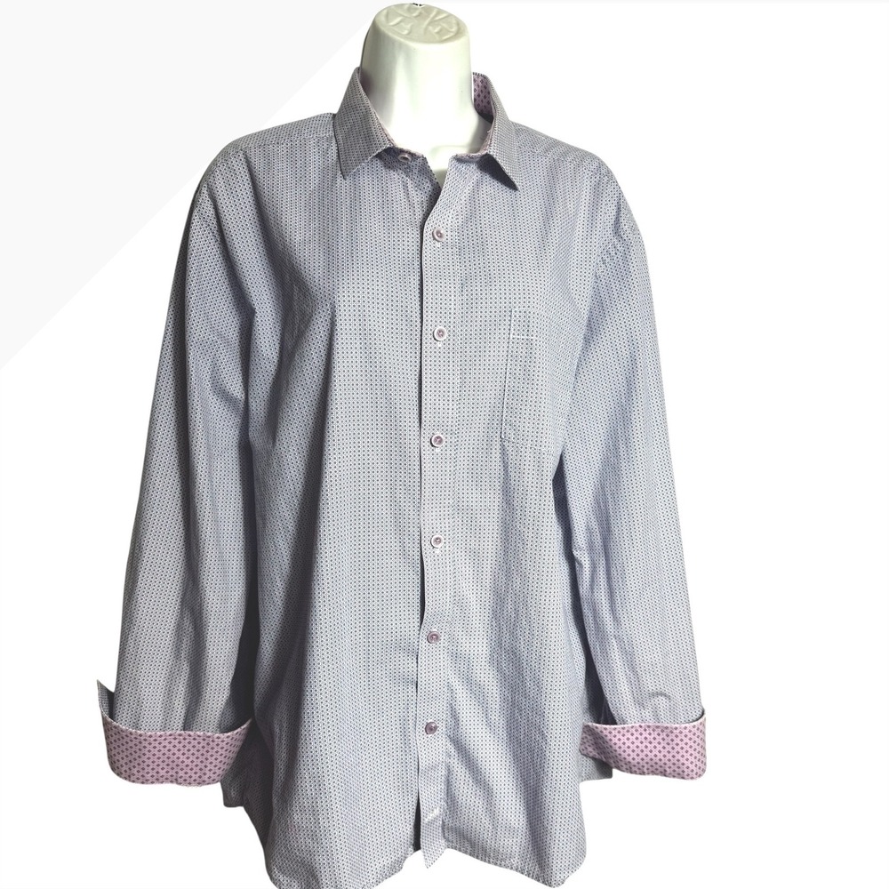 Johnston & Murphy Shirt Size XL Pink & Blue Pattern Button Down Dress Shirt 💙🩷